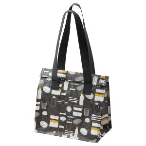 Lunch bag, patterned grey, 25x16x27 cm