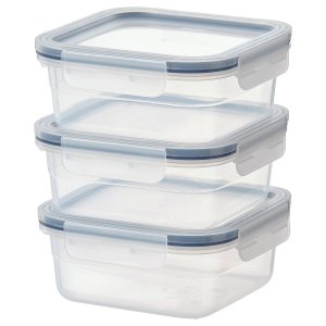 Food container, square/plastic, 750 ml x 3