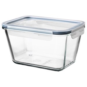 Food container with lid, rectangular glass/plastic, 1.8 l