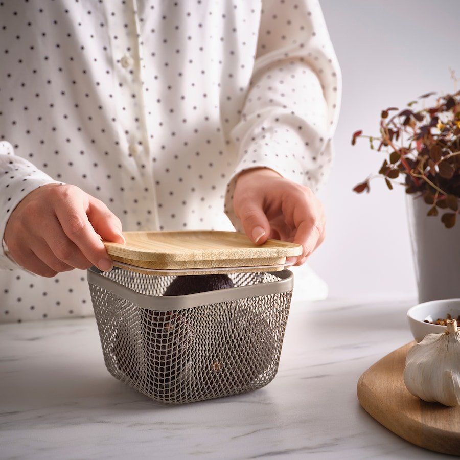 Food storage basket, metal/light grey-brown, - Image 2