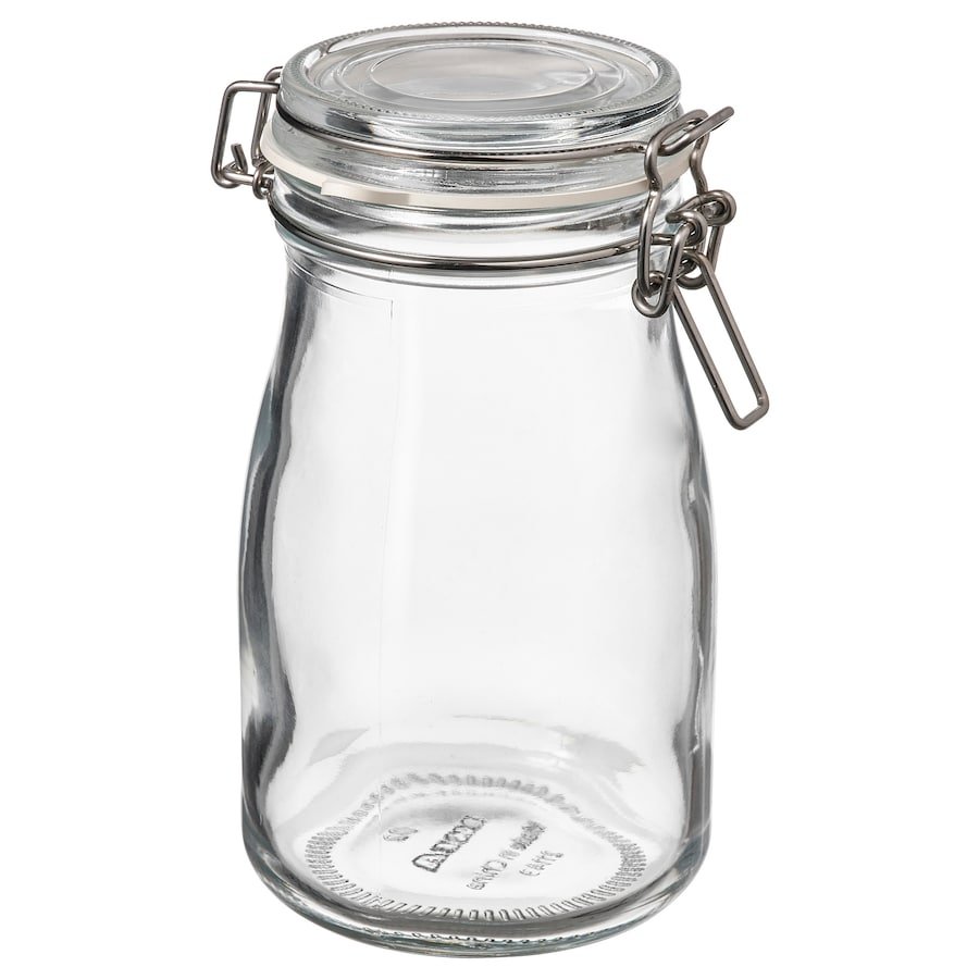 Bottle shaped jar with lid, clear glass, 0.4 l