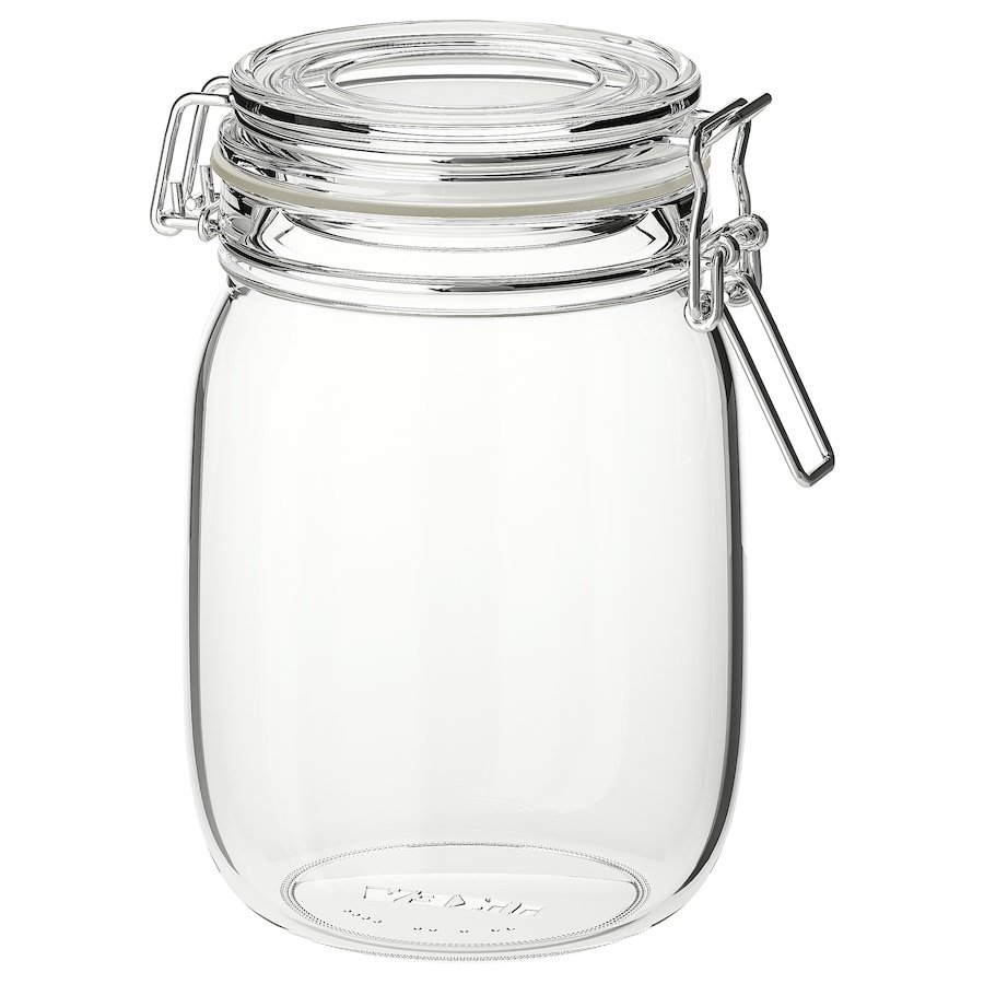Jar with lid, clear glass, 1 l