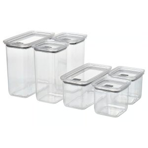 Transparent Dry Food Jar with Lid 6 Pcs Set