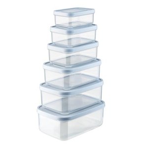 Food Container With Lid, Rectangular Plastic, 6 Pcs Set